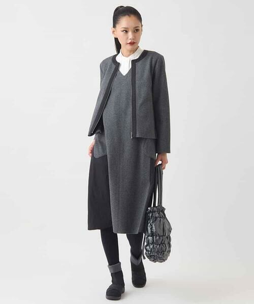 Maison de CINQ / メゾン ドゥ サンク ロング・マキシ丈スカート | 【小さいサイズ】異素材Vネックジャンパースカート | 詳細12