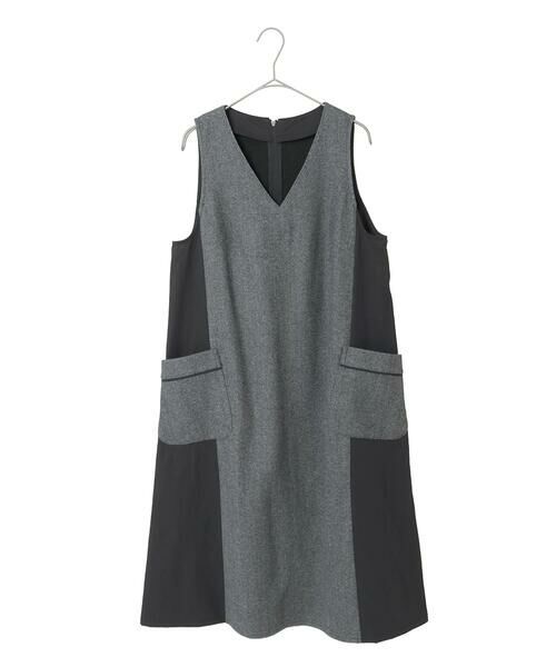 Maison de CINQ / メゾン ドゥ サンク ロング・マキシ丈スカート | 【小さいサイズ】異素材Vネックジャンパースカート | 詳細13