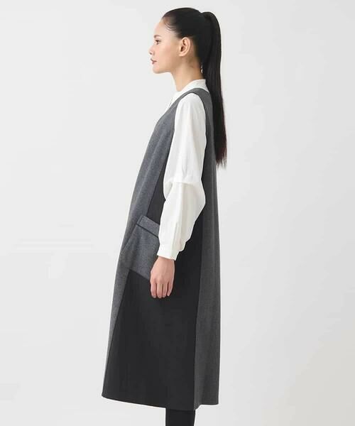 Maison de CINQ / メゾン ドゥ サンク ロング・マキシ丈スカート | 【小さいサイズ】異素材Vネックジャンパースカート | 詳細2