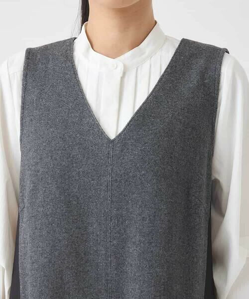 Maison de CINQ / メゾン ドゥ サンク ロング・マキシ丈スカート | 【小さいサイズ】異素材Vネックジャンパースカート | 詳細4