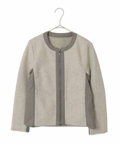 Maison de CINQ / メゾン ドゥ サンク ノーカラージャケット | 【小さいサイズ】異素材ノーカラージャケット