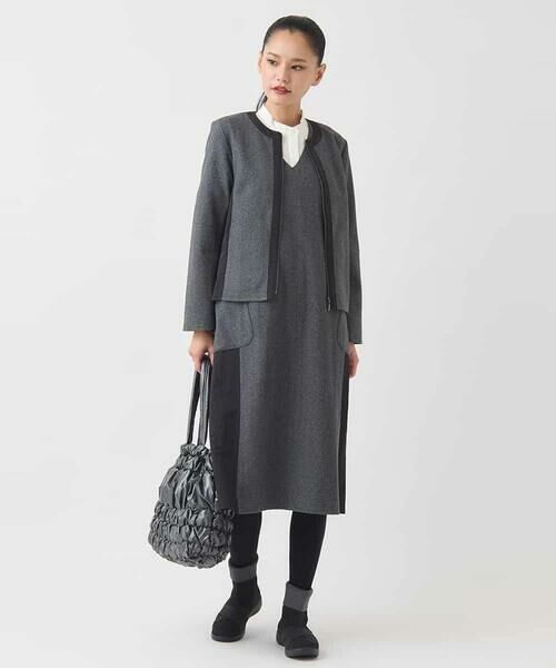 Maison de CINQ / メゾン ドゥ サンク ノーカラージャケット | 【小さいサイズ】異素材ノーカラージャケット | 詳細12