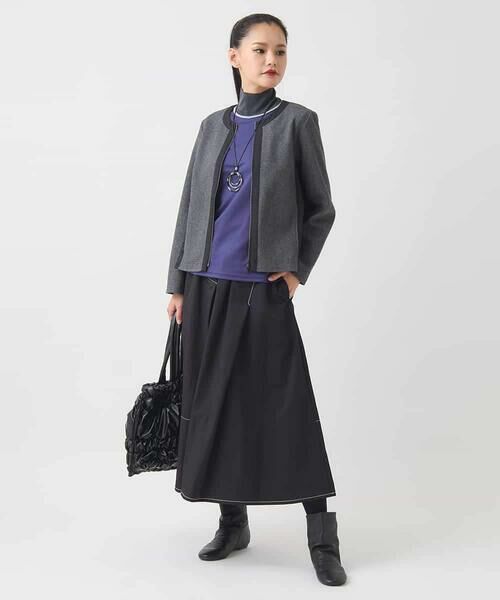 Maison de CINQ / メゾン ドゥ サンク ノーカラージャケット | 【小さいサイズ】異素材ノーカラージャケット | 詳細18