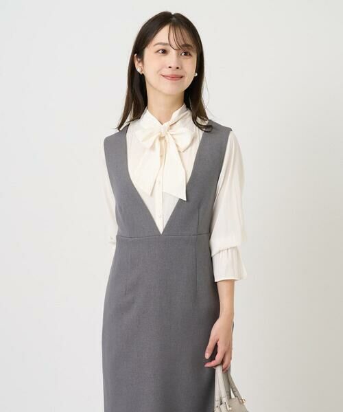 Maison de CINQ / メゾン ドゥ サンク シャツ・ブラウス | 【小さいサイズ】パウダーサテン ボウタイブラウス/洗濯機で洗える | 詳細2