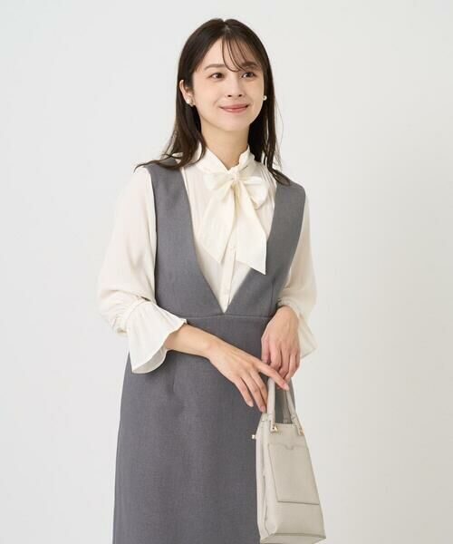 Maison de CINQ / メゾン ドゥ サンク シャツ・ブラウス | 【小さいサイズ】パウダーサテン ボウタイブラウス/洗濯機で洗える | 詳細3