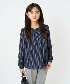 Maison de CINQ / メゾン ドゥ サンク シャツ・ブラウス | 【小さいサイズ】ボウタイ風幾何柄ブラウス/洗濯機で洗える