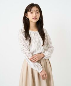 Maison de CINQ / メゾン ドゥ サンク シャツ・ブラウス | 【小さいサイズ】ボウタイ風幾何柄ブラウス/洗濯機で洗える