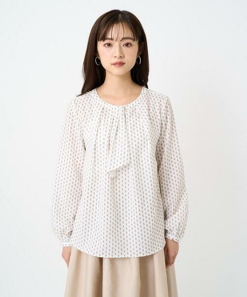 Maison de CINQ / メゾン ドゥ サンク シャツ・ブラウス | 【小さいサイズ】ボウタイ風幾何柄ブラウス/洗濯機で洗える | 詳細19