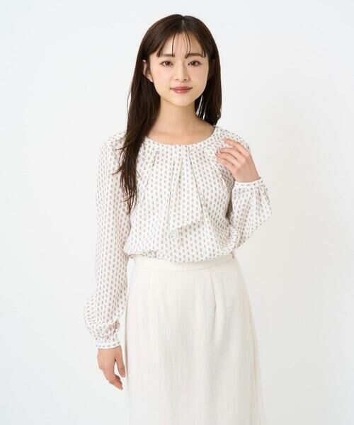Maison de CINQ / メゾン ドゥ サンク シャツ・ブラウス | 【小さいサイズ】ボウタイ風幾何柄ブラウス/洗濯機で洗える | 詳細3