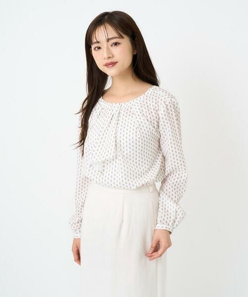 Maison de CINQ / メゾン ドゥ サンク シャツ・ブラウス | 【小さいサイズ】ボウタイ風幾何柄ブラウス/洗濯機で洗える | 詳細4