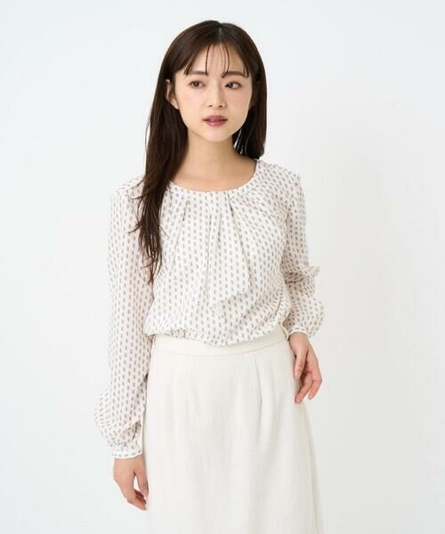 Maison de CINQ / メゾン ドゥ サンク シャツ・ブラウス | 【小さいサイズ】ボウタイ風幾何柄ブラウス/洗濯機で洗える | 詳細5