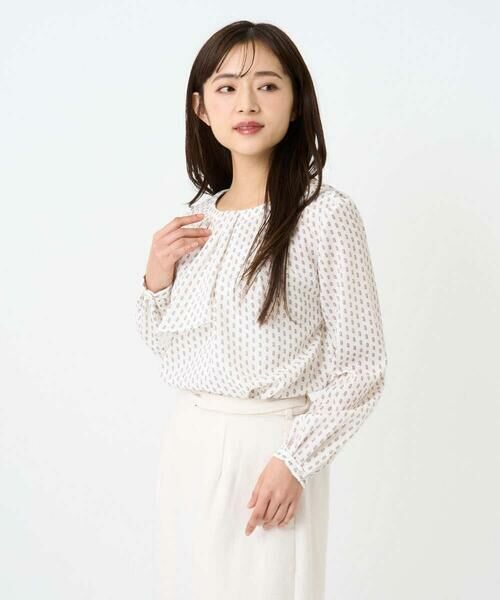 Maison de CINQ / メゾン ドゥ サンク シャツ・ブラウス | 【小さいサイズ】ボウタイ風幾何柄ブラウス/洗濯機で洗える | 詳細7