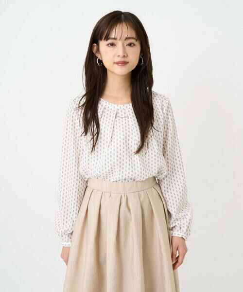 Maison de CINQ / メゾン ドゥ サンク シャツ・ブラウス | 【小さいサイズ】ボウタイ風幾何柄ブラウス/洗濯機で洗える | 詳細9