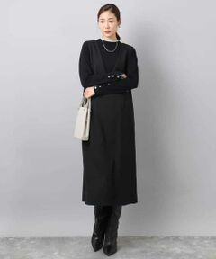 Maison de CINQ / メゾン ドゥ サンク ロング・マキシ丈スカート | 【小さいサイズ】ウールライク Vネックジャンパースカート/洗える