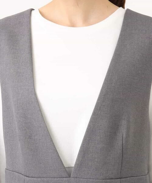 Maison de CINQ / メゾン ドゥ サンク ロング・マキシ丈スカート | 【小さいサイズ】ウールライク Vネックジャンパースカート/洗える | 詳細19