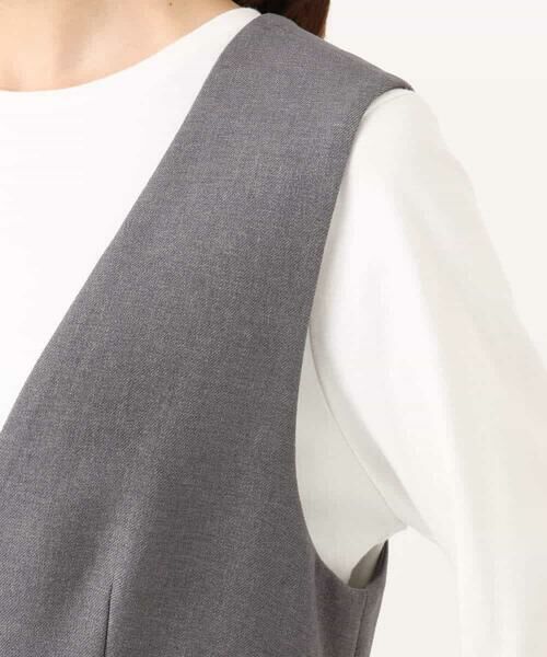 Maison de CINQ / メゾン ドゥ サンク ロング・マキシ丈スカート | 【小さいサイズ】ウールライク Vネックジャンパースカート/洗える | 詳細20