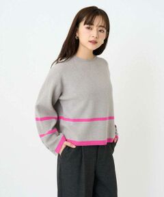 Maison de CINQ / メゾン ドゥ サンク ニット・セーター | 【小さいサイズ】配色ライン片畦編みニット/洗える