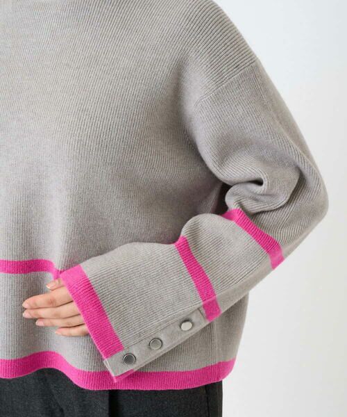 Maison de CINQ / メゾン ドゥ サンク ニット・セーター | 【小さいサイズ】配色ライン片畦編みニット/洗える | 詳細12