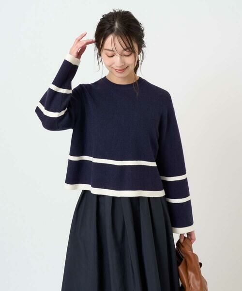Maison de CINQ / メゾン ドゥ サンク ニット・セーター | 【小さいサイズ】配色ライン片畦編みニット/洗える | 詳細2