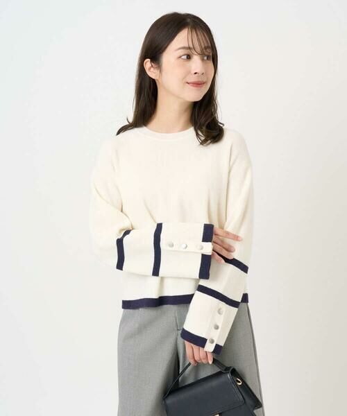 Maison de CINQ / メゾン ドゥ サンク ニット・セーター | 【小さいサイズ】配色ライン片畦編みニット/洗える | 詳細5