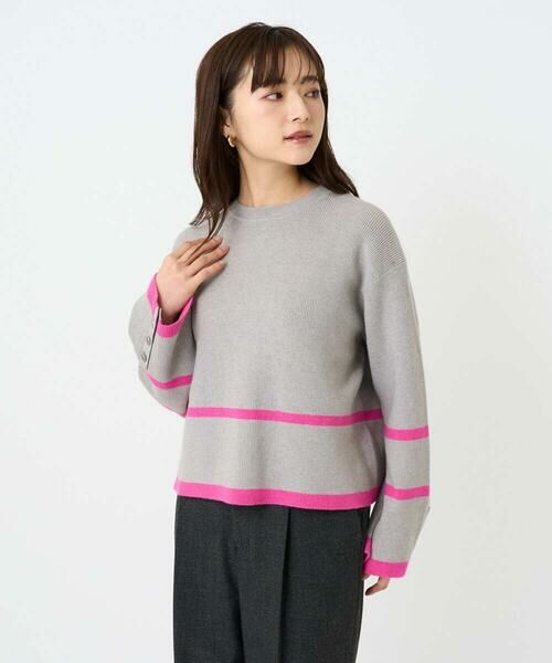 Maison de CINQ / メゾン ドゥ サンク ニット・セーター | 【小さいサイズ】配色ライン片畦編みニット/洗える | 詳細7