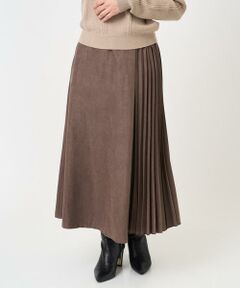 Maison de CINQ / メゾン ドゥ サンク ロング・マキシ丈スカート | 【小さいサイズ】部分プリーツデザイン スウェードライクスカート/洗える
