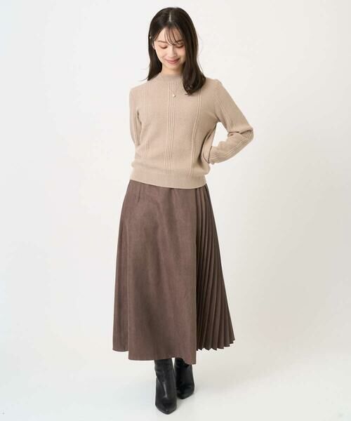 Maison de CINQ / メゾン ドゥ サンク ロング・マキシ丈スカート | 【小さいサイズ】部分プリーツデザイン スウェードライクスカート/洗える | 詳細13