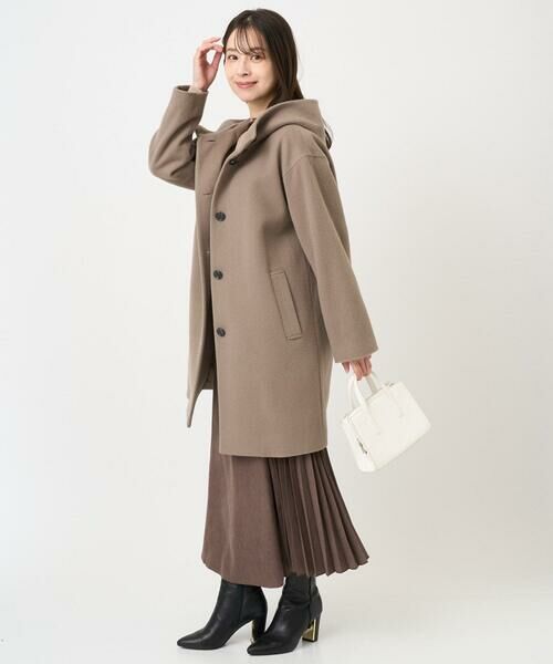 Maison de CINQ / メゾン ドゥ サンク ロング・マキシ丈スカート | 【小さいサイズ】部分プリーツデザイン スウェードライクスカート/洗える | 詳細15