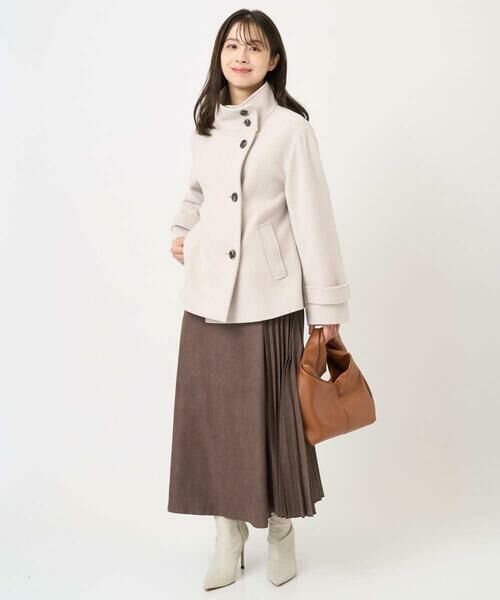 Maison de CINQ / メゾン ドゥ サンク ロング・マキシ丈スカート | 【小さいサイズ】部分プリーツデザイン スウェードライクスカート/洗える | 詳細16