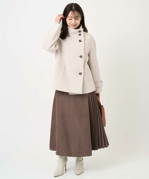 Maison de CINQ / メゾン ドゥ サンク ロング・マキシ丈スカート | 【小さいサイズ】部分プリーツデザイン スウェードライクスカート/洗える | 詳細17