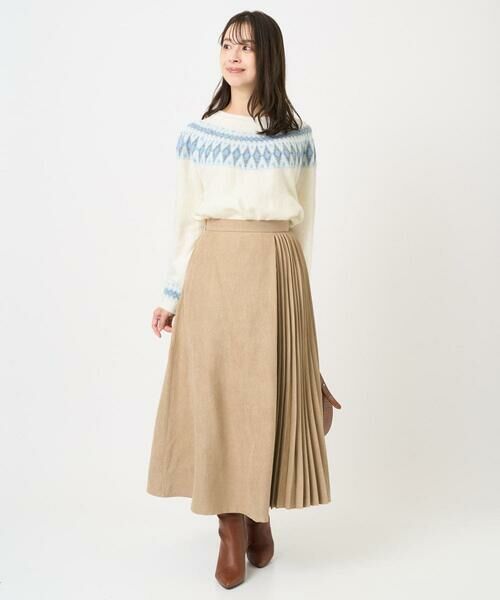 Maison de CINQ / メゾン ドゥ サンク ロング・マキシ丈スカート | 【小さいサイズ】部分プリーツデザイン スウェードライクスカート/洗える | 詳細20