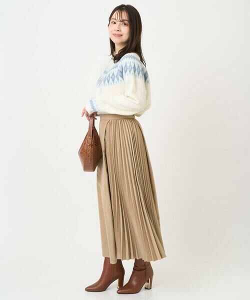 Maison de CINQ / メゾン ドゥ サンク ロング・マキシ丈スカート | 【小さいサイズ】部分プリーツデザイン スウェードライクスカート/洗える | 詳細21