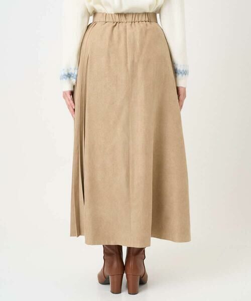 Maison de CINQ / メゾン ドゥ サンク ロング・マキシ丈スカート | 【小さいサイズ】部分プリーツデザイン スウェードライクスカート/洗える | 詳細5