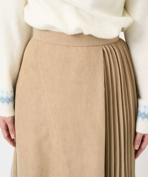 Maison de CINQ / メゾン ドゥ サンク ロング・マキシ丈スカート | 【小さいサイズ】部分プリーツデザイン スウェードライクスカート/洗える | 詳細7