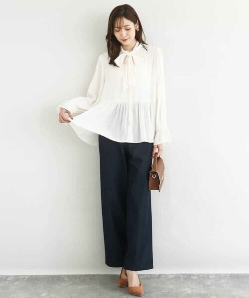 Maison de CINQ / メゾン ドゥ サンク チノ・ワークパンツ | 【小さいサイズ】裏起毛ブーツカットシルエットデニムワイドパンツ/洗濯機で洗える | 詳細19