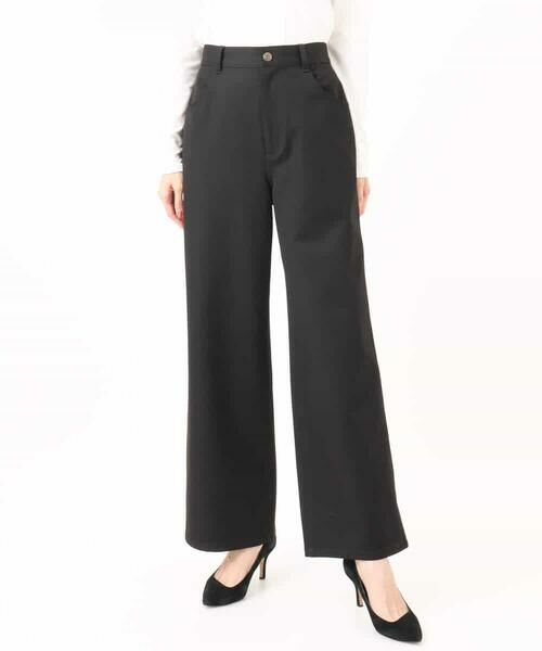 Maison de CINQ / メゾン ドゥ サンク チノ・ワークパンツ | 【小さいサイズ】裏起毛ブーツカットシルエットデニムワイドパンツ/洗濯機で洗える | 詳細30