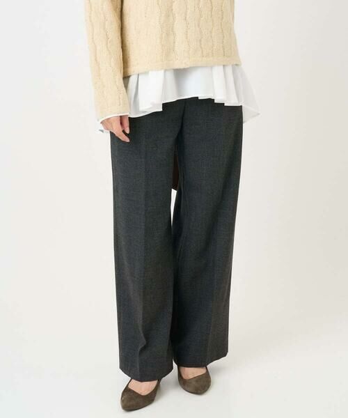 Maison de CINQ / メゾン ドゥ サンク チノ・ワークパンツ | 【小さいサイズ】ツイード調両面起毛ワイドパンツ/洗える | 詳細1