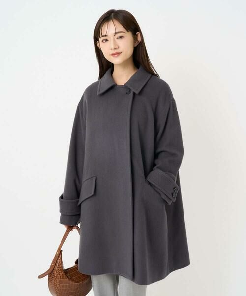 Maison de CINQ / メゾン ドゥ サンク その他アウター | 【小さいサイズ】SUPER100sウール スタンドカラーミドルコート | 詳細1