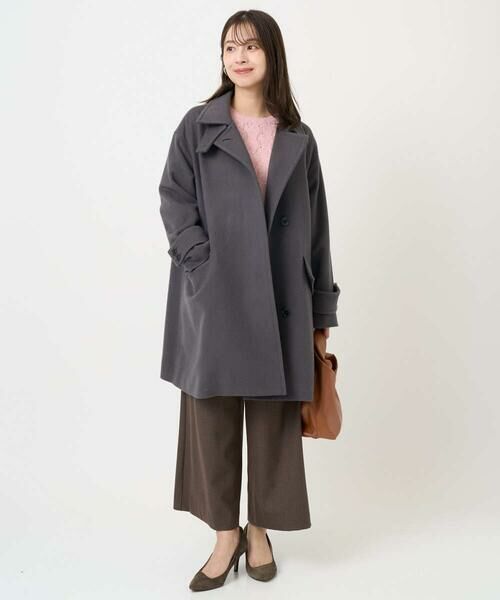 Maison de CINQ / メゾン ドゥ サンク その他アウター | 【小さいサイズ】SUPER100sウール スタンドカラーミドルコート | 詳細24