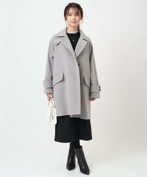 Maison de CINQ / メゾン ドゥ サンク その他アウター | 【小さいサイズ】SUPER100sウール スタンドカラーミドルコート | 詳細27