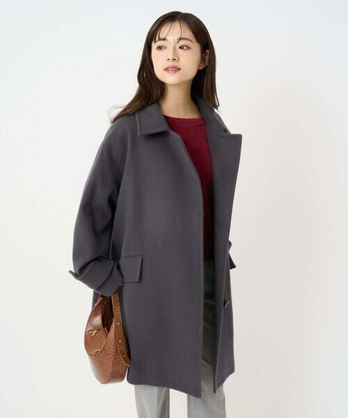 Maison de CINQ / メゾン ドゥ サンク その他アウター | 【小さいサイズ】SUPER100sウール スタンドカラーミドルコート | 詳細3