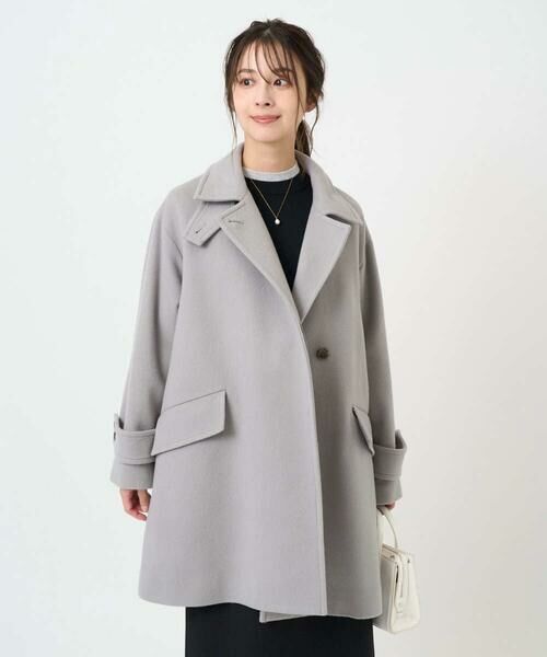 Maison de CINQ / メゾン ドゥ サンク その他アウター | 【小さいサイズ】SUPER100sウール スタンドカラーミドルコート | 詳細4