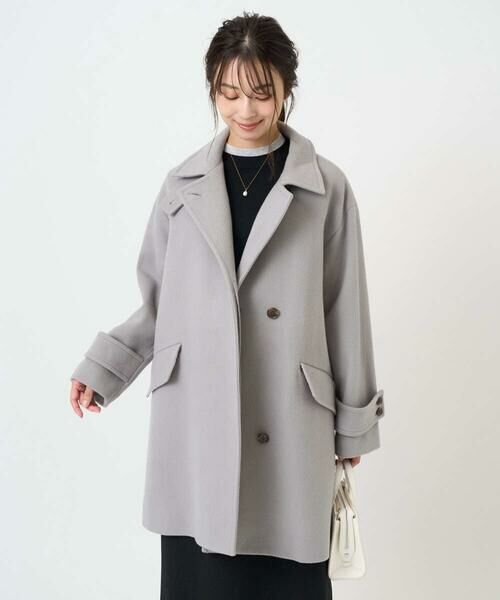 Maison de CINQ / メゾン ドゥ サンク その他アウター | 【小さいサイズ】SUPER100sウール スタンドカラーミドルコート | 詳細5