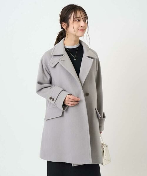 Maison de CINQ / メゾン ドゥ サンク その他アウター | 【小さいサイズ】SUPER100sウール スタンドカラーミドルコート | 詳細6