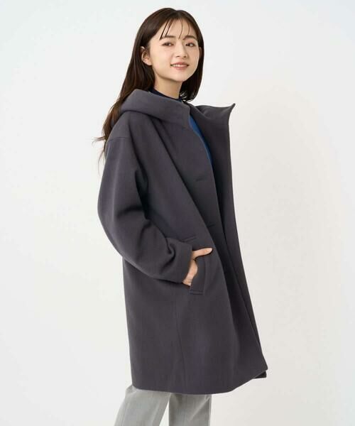 Maison de CINQ / メゾン ドゥ サンク その他アウター | 【小さいサイズ】SUPER100sウール フーデットミドルコート | 詳細1