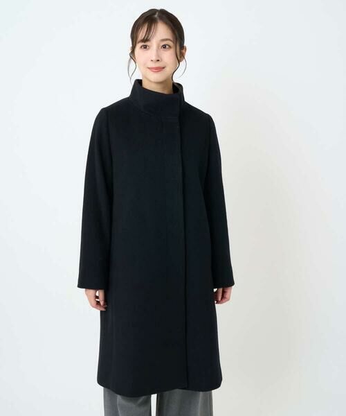 Maison de CINQ / メゾン ドゥ サンク その他アウター | 【小さいサイズ】SUPER100sウール スタンドカラーロングコート | 詳細1