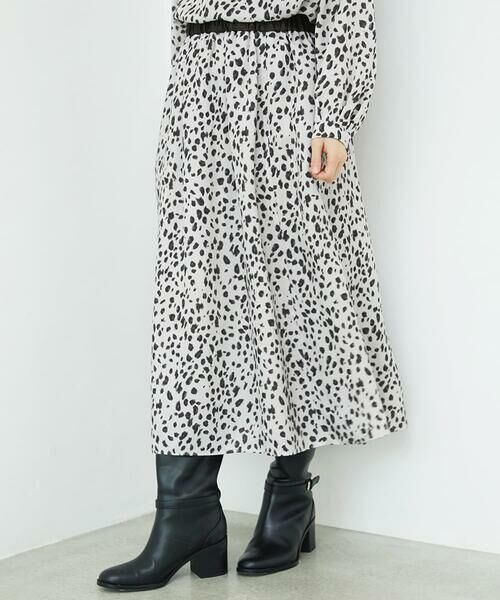 Maison de CINQ / メゾン ドゥ サンク ロング・マキシ丈スカート | [日本製/セットアップ対応]レオパードギャザーフレアスカート | 詳細1