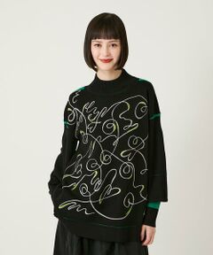 Maison de CINQ / メゾン ドゥ サンク ニット・セーター | 【小さいサイズ】ニュアンス刺繍アクセントニットプルオーバー