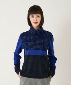 Maison de CINQ / メゾン ドゥ サンク ニット・セーター | 【小さいサイズ】チェックアクセントタートルネックニット