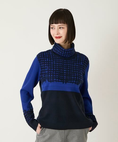 Maison de CINQ / メゾン ドゥ サンク ニット・セーター | 【小さいサイズ】チェックアクセントタートルネックニット | 詳細1